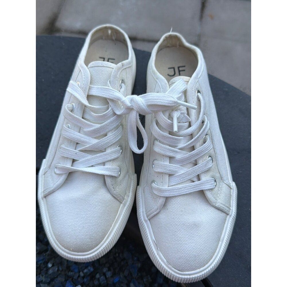 JustFab Macy Women White Flatform Slip-On Sneakers Shoes Size 9